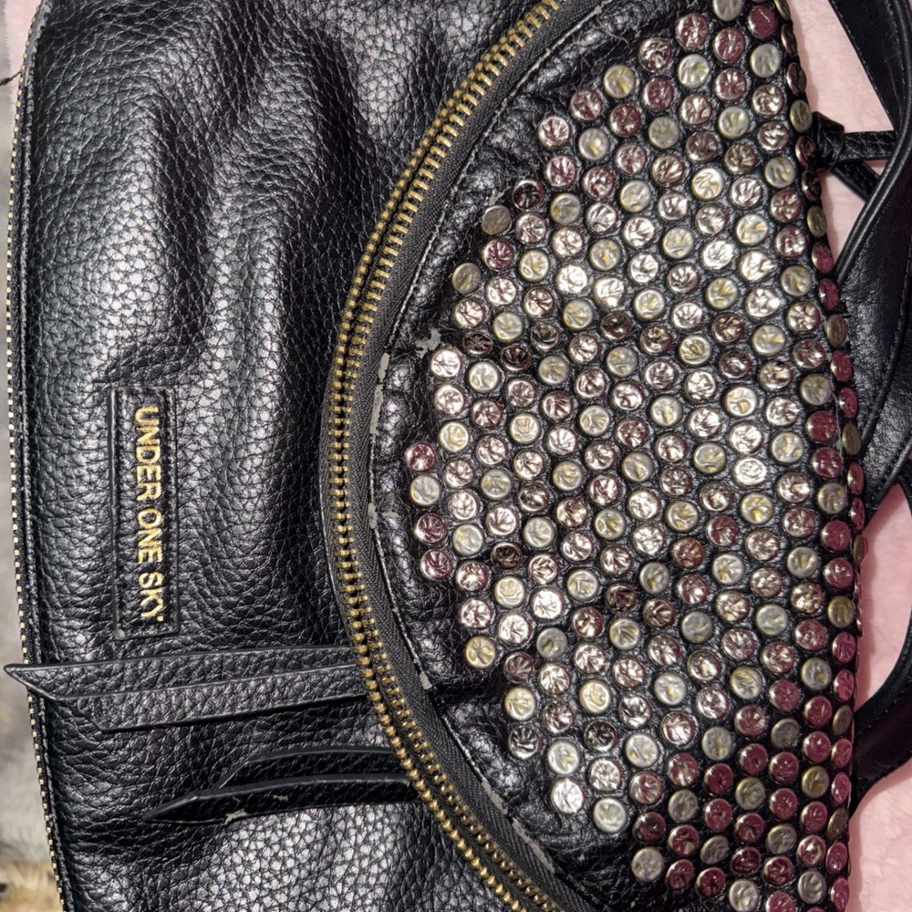 Under One Sky Black and Silver Studded Clutch